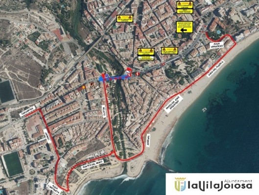 Desvíos de tráfico en la Vila Joiosa por las obras del puente sobre el río Amadorio