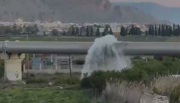 Los arrastres del temporal provocan una nueva fuga de agua en los tubos del Trasvase Tajo-Segura