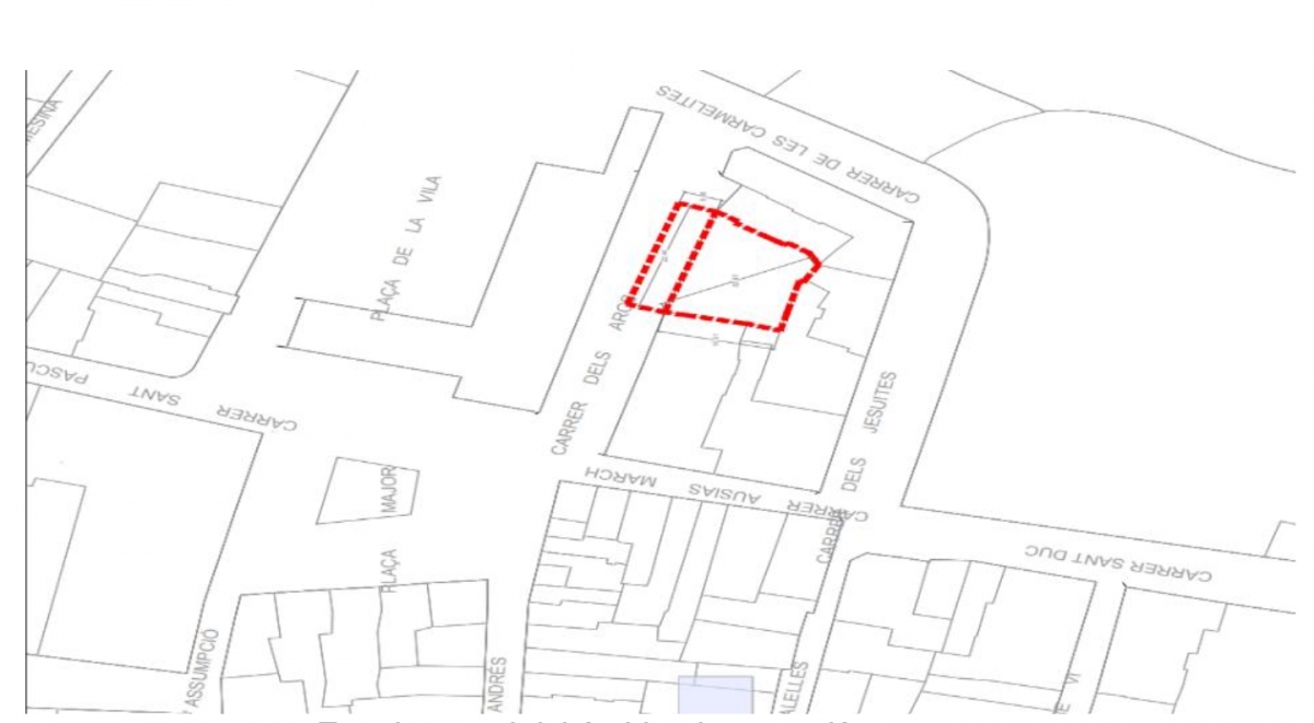 Estado actual del ámbito de actuación en la calle Els Arcs de Gandia.