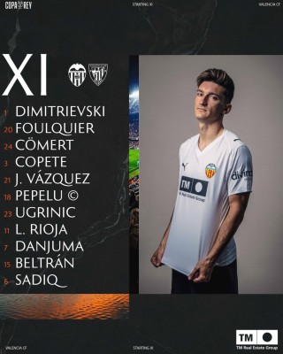El once del Valencia CF para buscar las semifinales: Vázquez y Sadiq las únicas novedades