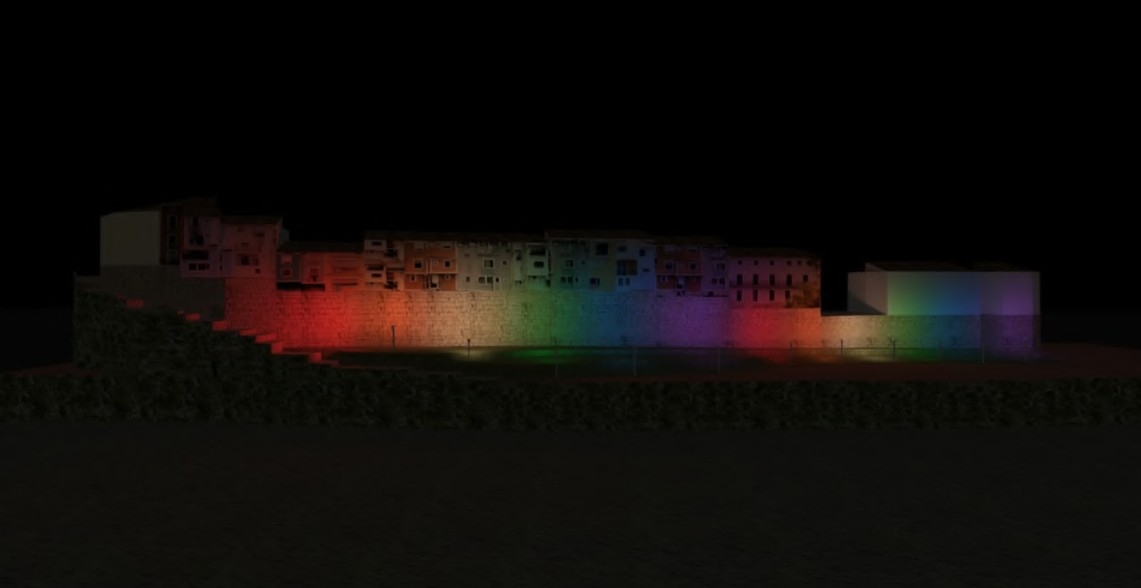 La moda de los enclaves turísticos con iluminación de colores llega a las casas colgantes de la Vila Joiosa