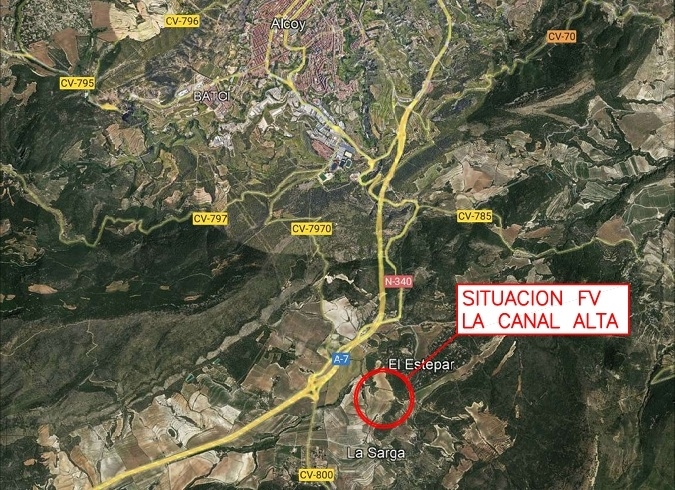 Imagen donde puede verse la ubicación de la central, incluida en el proyecto.