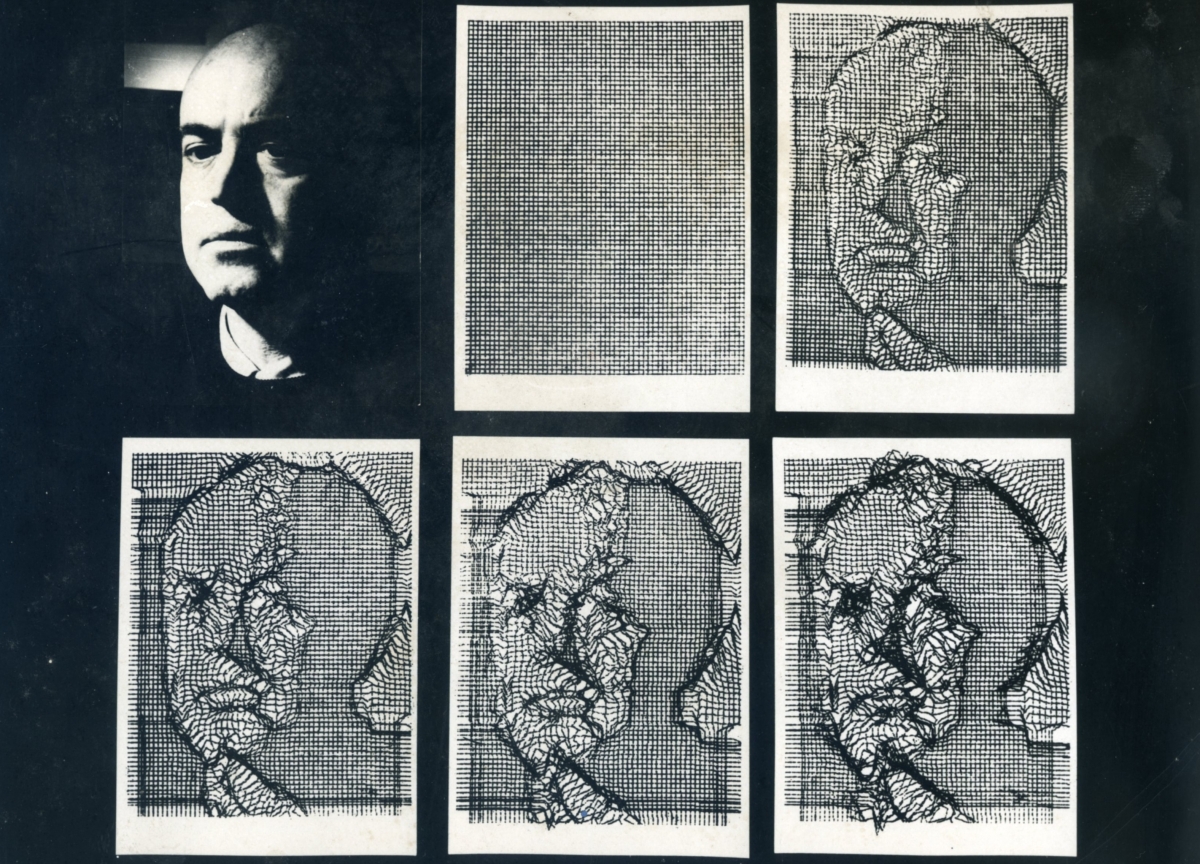 Autorretrato de Eusebio Sempere realizado por computadora en el Centro de Cálculo