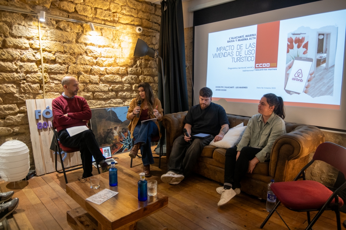Presentación del estudio Turistificación vs derecho a vivienda de CCOO en Alicante.