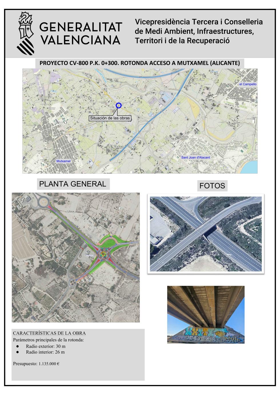 La Generalitat proyecta una nueva rotonda en la CV- 800 en Mutxamel y la eliminación del paso superior actual que limita la altura máxima de los ... - La Generalitat proyecta una nueva rotonda en la CV- 800 en Mutxamel y la eliminación del paso superior actual que limita la altura máxima de los ...