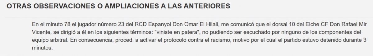 Detalle del acta del encuentro