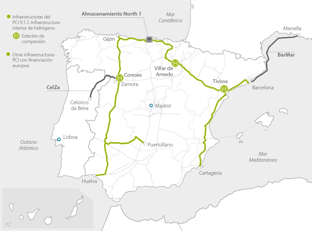 La red troncal de hidrógeno atravesará 100 municipios de la Comunitat en cuatro tramos para conectar Cataluña y Murcia