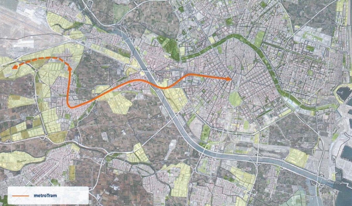 Alternativa del metro tram contemplada en el PMoMe.