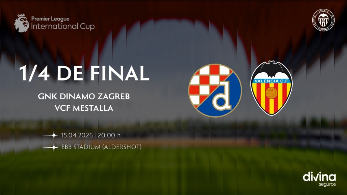 El VCF Mestalla jugará ante el Dinamo Zagreb en los cuartos de final de la Premier League International Cup