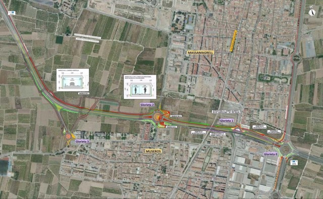 Realizan mejoras en la carretera de la Gombalda, entre Museros y Massamagrell, que obligan al corte nocturno esta noche