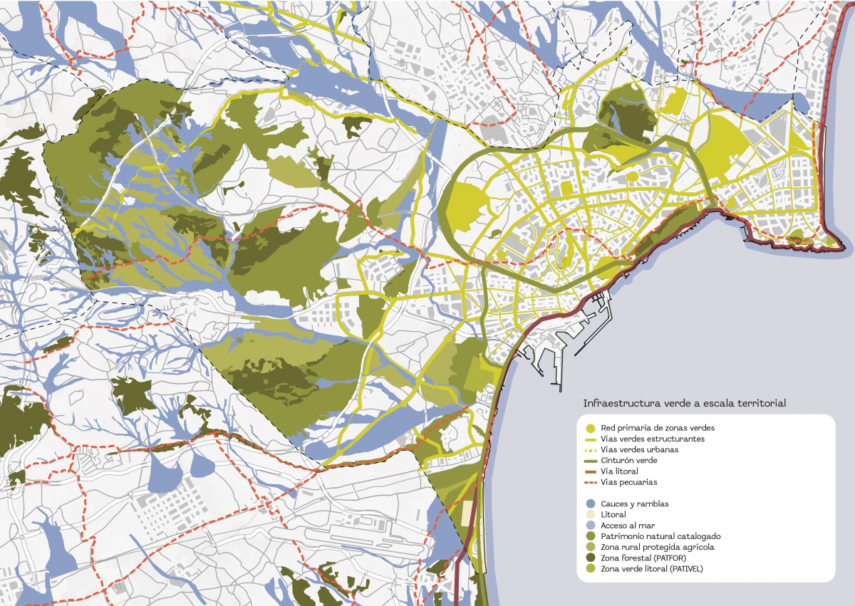 Alicante diseña un cinturón verde de 19 km con el Plan General para unir los principales espacios naturales