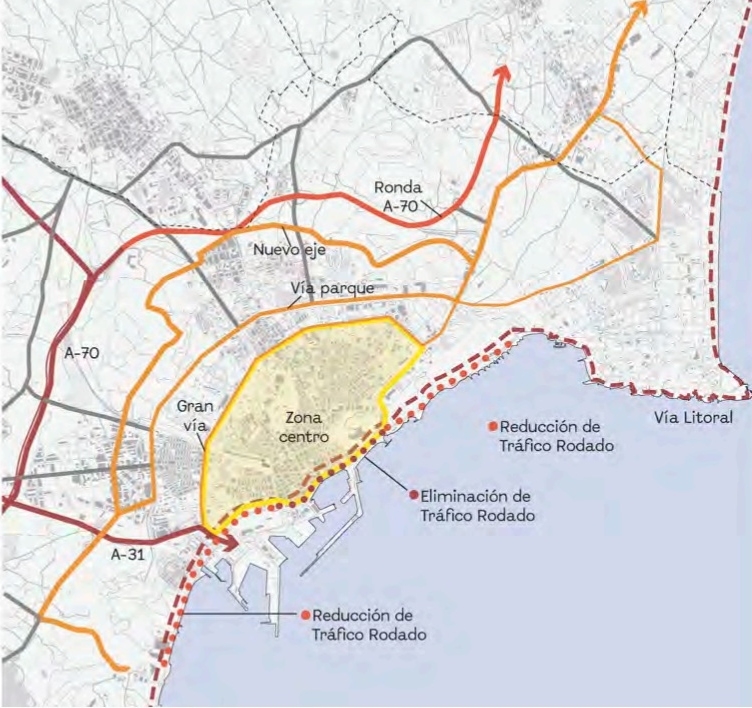 Plano con el trazado de las cuatro rondas planteadas en el PGE.