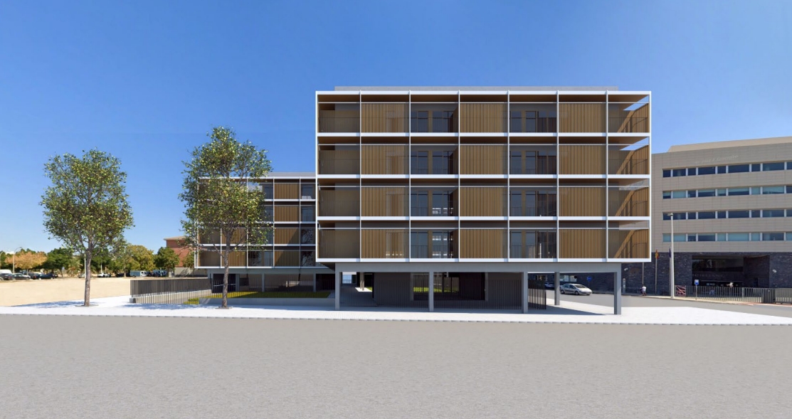 Las 69 viviendas protegidas de Los Palmerales en Elche, en posición de salida e integradas con el entorno