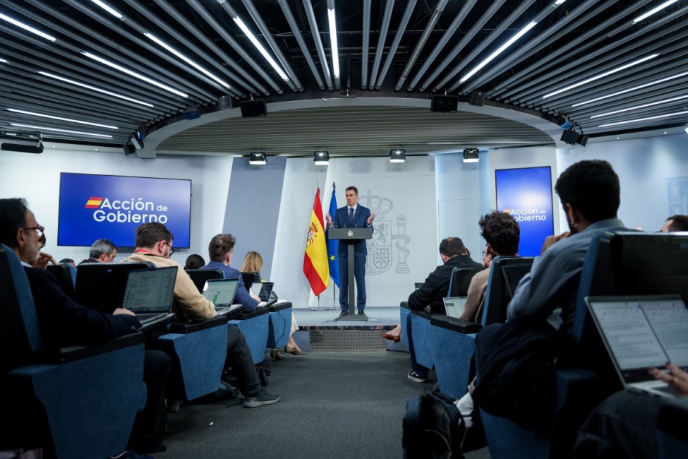 El presidente del Gobierno, Pedro Sánchez, durante la rueda de prensa. - Foto: MATIAS CHIOFALO / EP