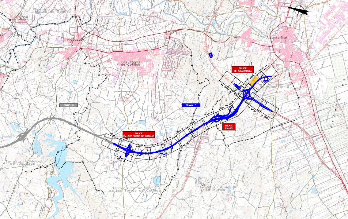 Plano del tramo C del Arco Noroeste de Murcia. - Foto: MEMORIA Plano del tramo C del Arco Noroeste de Murcia.