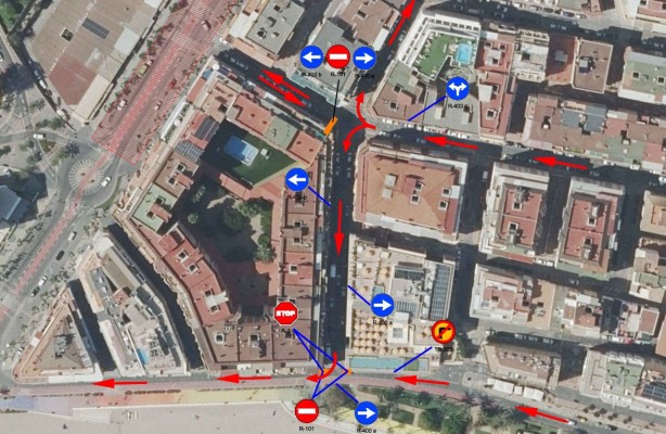El tramo bajo de la calle Maravall de Benidorm cambia de sentido de circulación a partir del 25 de marzo