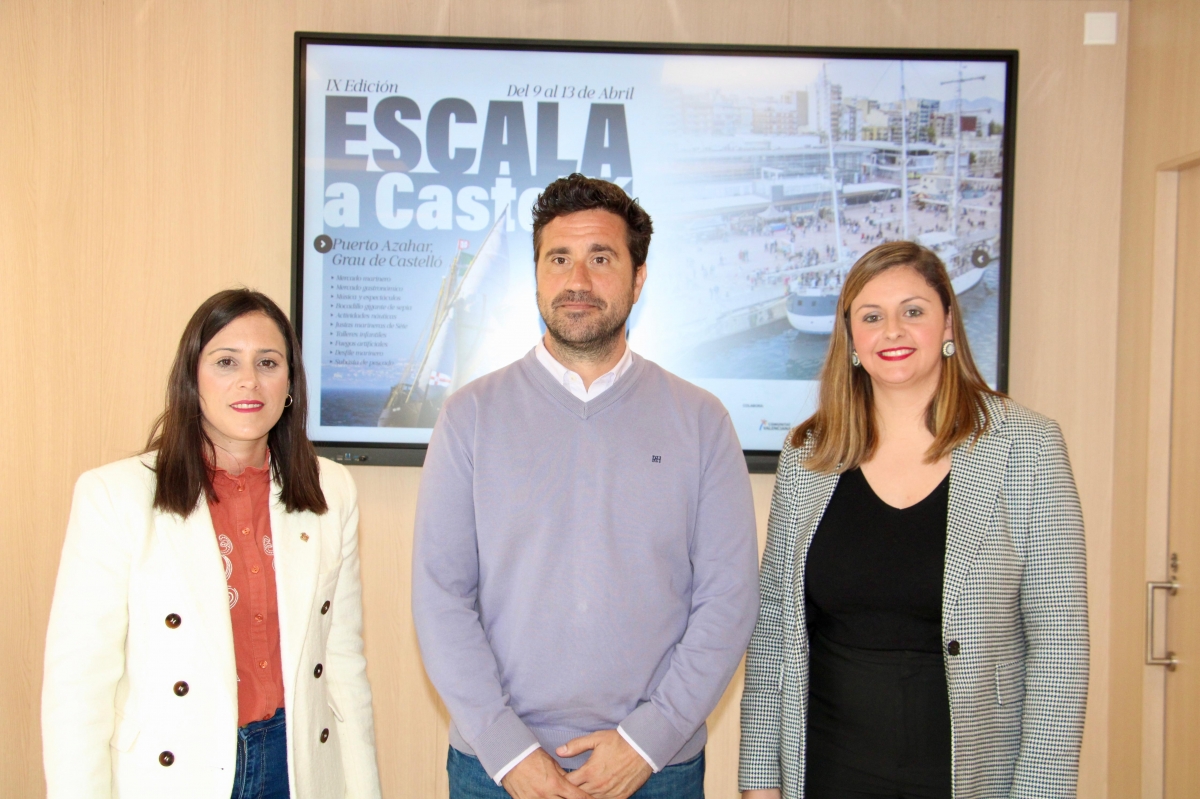 La teniente de alcalde del Grau, Ester Giner; el el director del comité organizador del evento, Fernando Viota; y la concejala de Turismo, Arantxa Miralles.