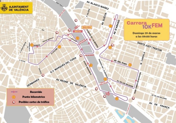 El Ayuntamiento habilita un dispositivo de tráfico por la 10K Femenina y el Carnaval de Russafa