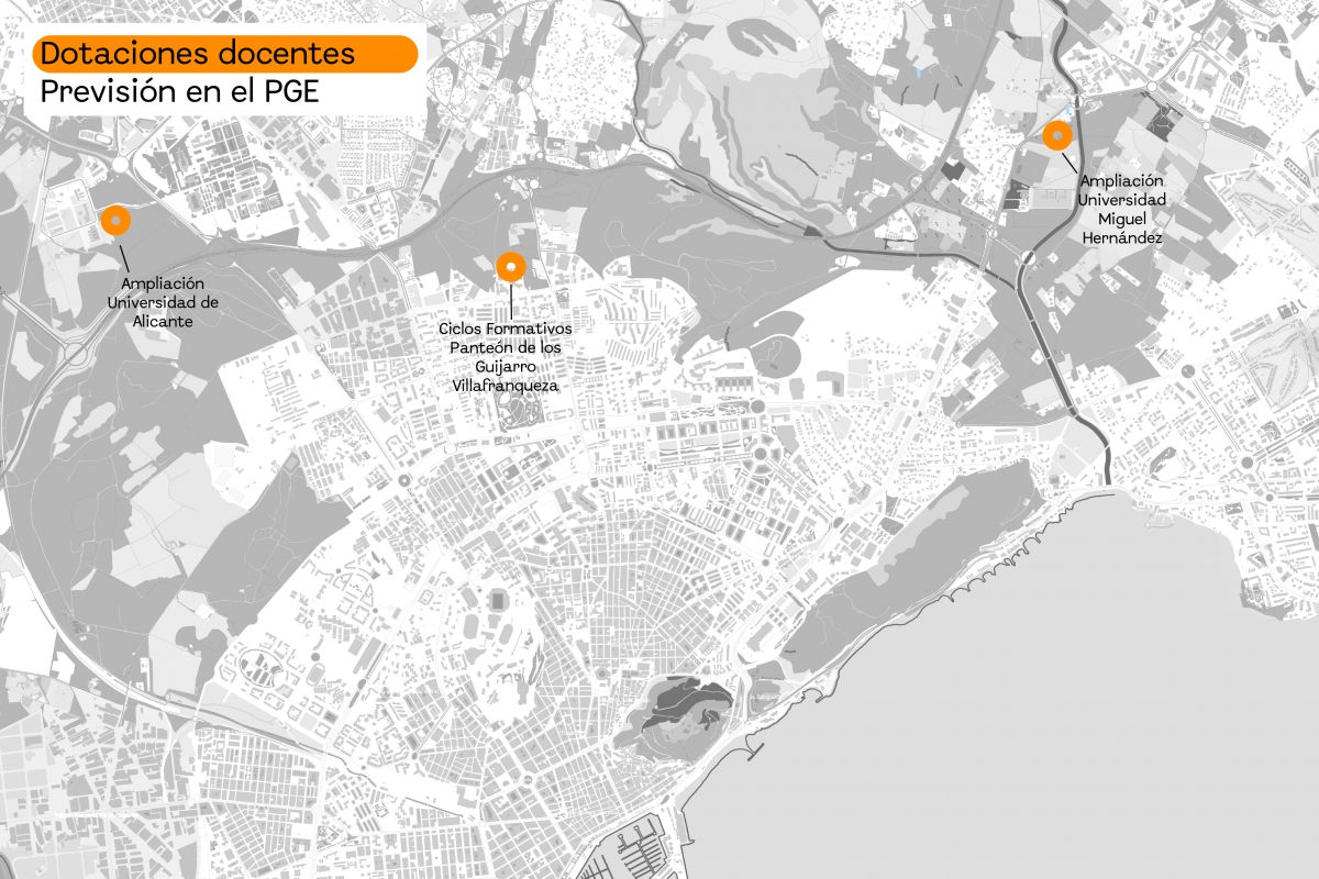 Alicante plantea un centro de ciclos formativos en Villafranqueza y más suelo para la UA y la UMH 