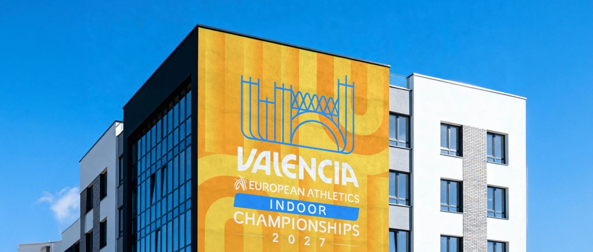 Trumbo firma la identidad visual del Campeonato de Europa de Atletismo en Pista Cubierta Valencia 2027