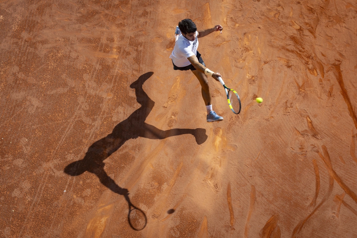 Alcaraz entrena con Landaluce en el Real Murcia Club de Tenis