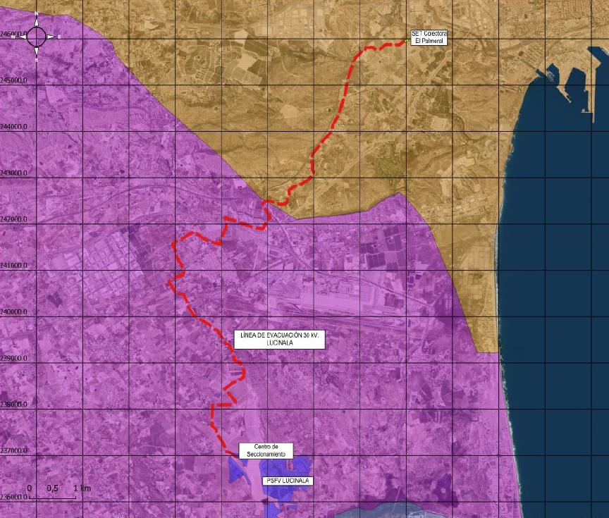 Implantación del parque fotovoltaico en Elche y evacuación en Alicante -