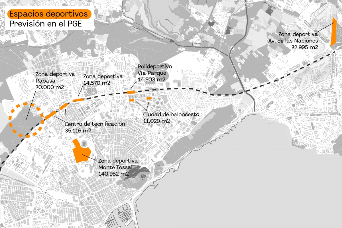 Así plantea Alicante sus nuevas áreas deportivas con nuevo pabellón multiusos en Rabasa
