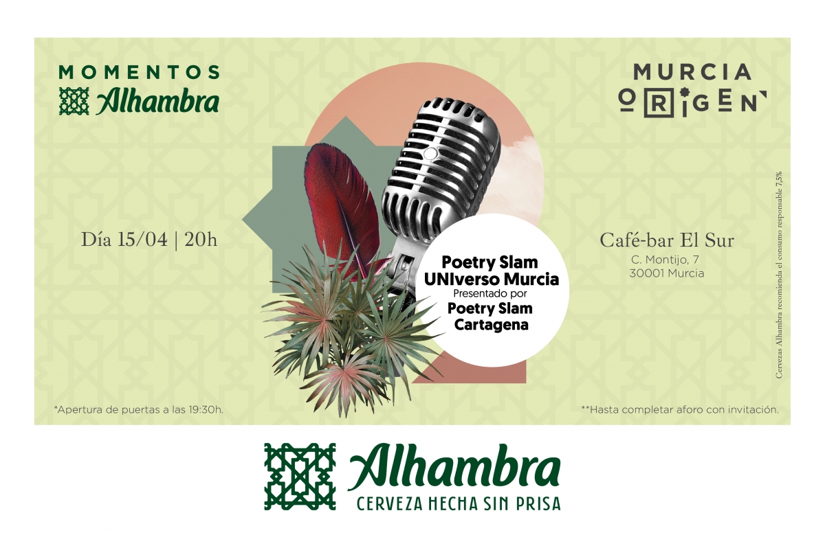 Cartel del encuentro de poesía UNIVerso Murcia de Cervezas Alhambra
