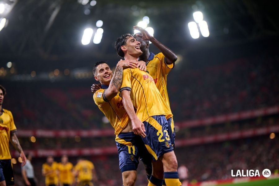 Celebración de Cardona, Alfon y Gueye - Foto: LaLiga Celebración de Cardona, Alfon y Gueye