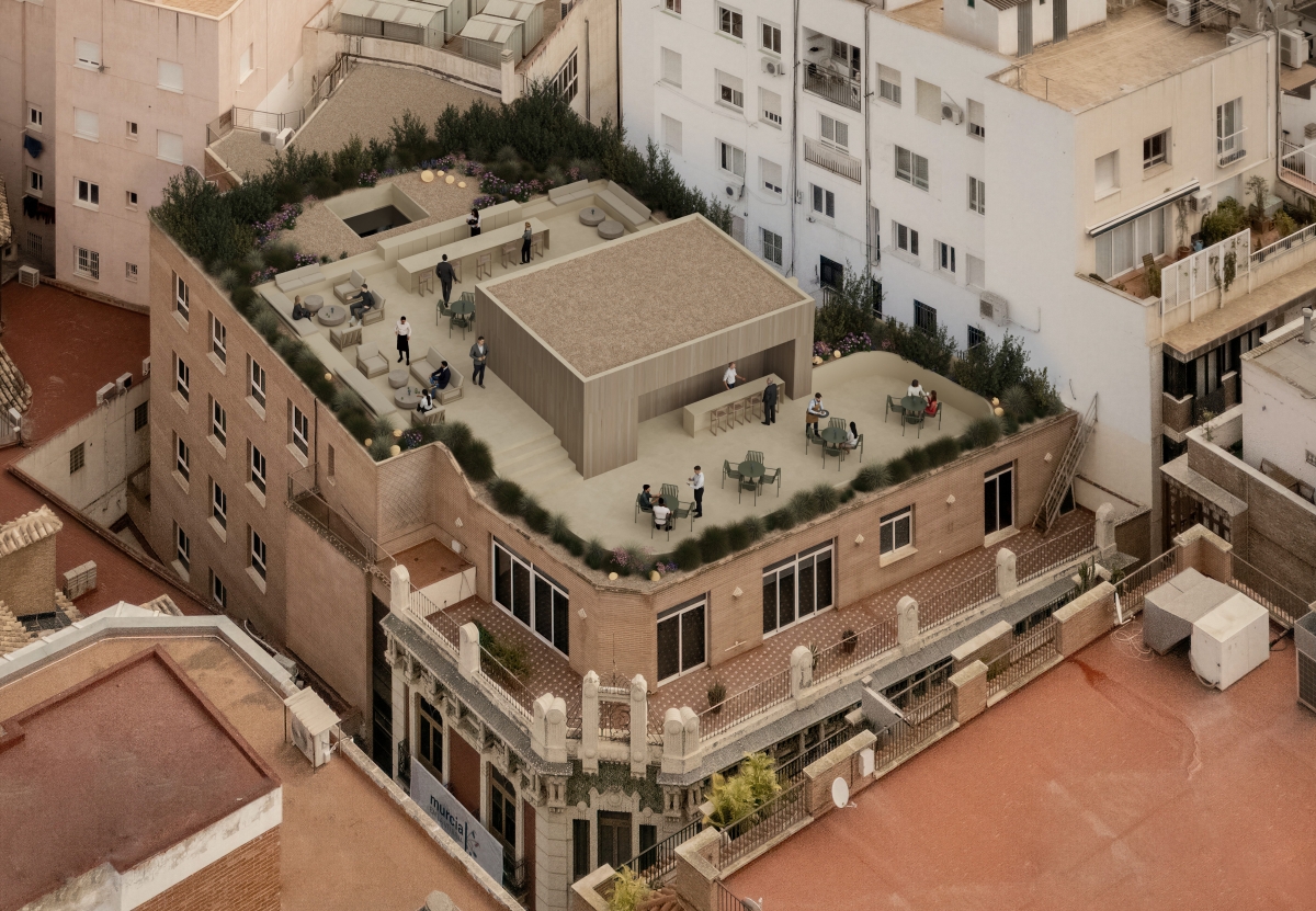 Render del proyecto de reforma de la Cámara de Comercio de Murcia - Autor: Srta. Rottenmeier Arquitectura Render del proyecto de reforma de la Cámara de Comercio de Murcia