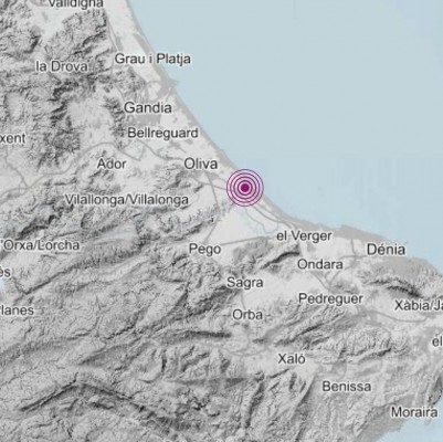 Un terremoto de magnitud 2,6 en Oliva, sentido en la Safor y la Marina Alta
