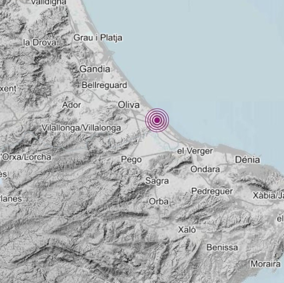 Un terremoto de magnitud 2,6 en Oliva, sentido en la Safor y la Marina Alta