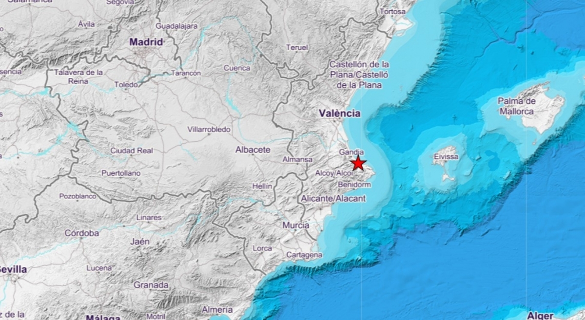 Oliva registra un terremoto de magnitud 2,6 y 8 kilómetros de profundidad