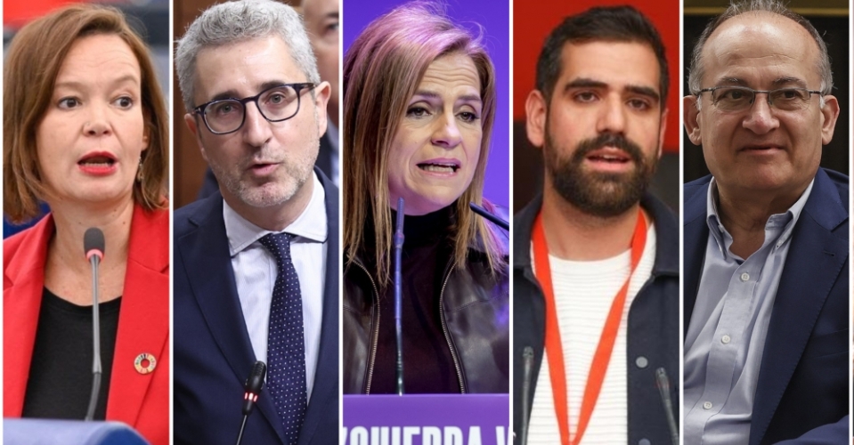 Pajín, España, Bernabé, Camino y Calabuig, miembros del PSPV que participan en las mesas del GPM.