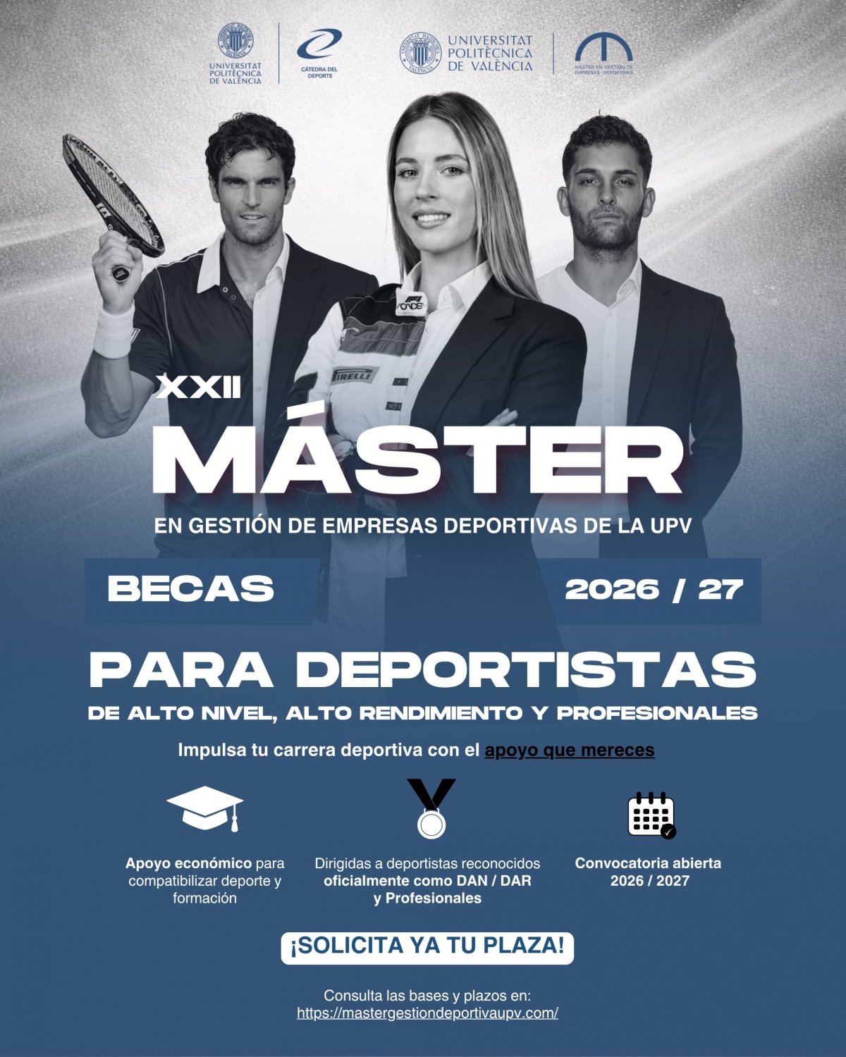 La Cátedra del Deporte de la UPV ofrece 7 becas para deportistas de élite en el Máster de Gestión Deportiva 2026‑2027