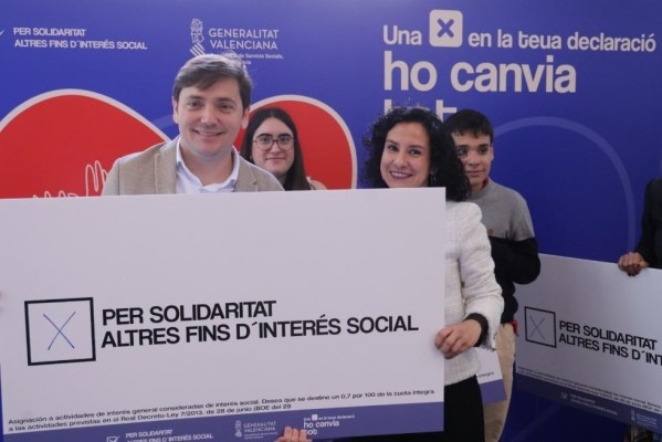 La Generalitat financia con la 'X solidaria' del IRPF programas sociales que benefician a 232.000 personas en 2026