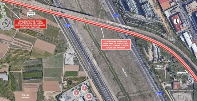 El puente exclusivo para autobuses que unirá Aldaia, Alaquàs y Xirivella con València costará 25 millones