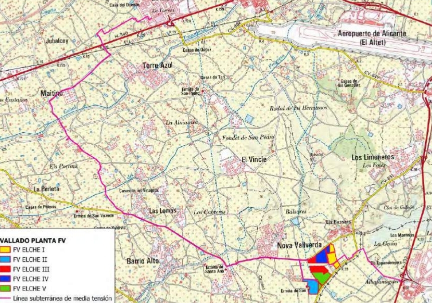 Imagen del despliegue de las solares en el proyecto inicial - 