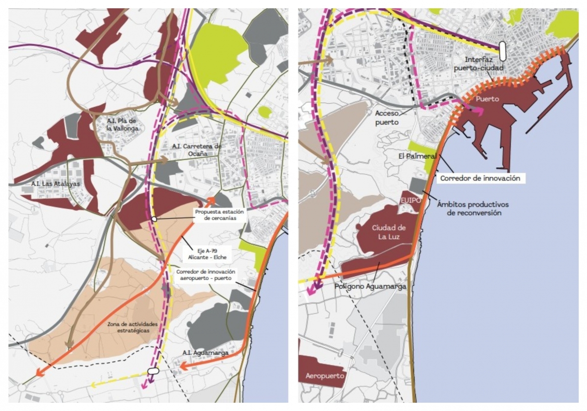 Los corredores de la A-79 y entre Puerto y Aeropuerto, según el PGE.