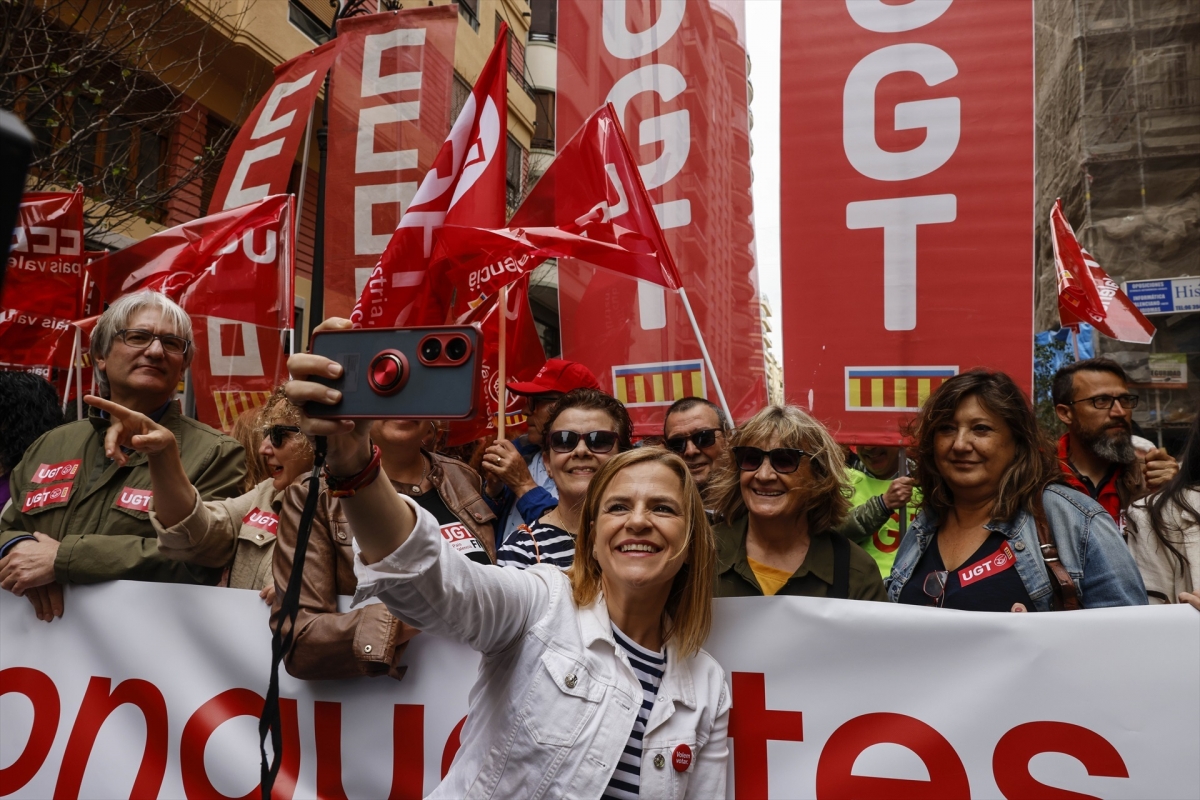 Pilar Bernabé en la manifestación del 1 de mayo.