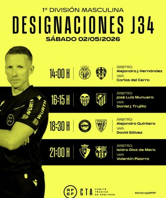 Valencia CF y Levante UD ya tienen asignación arbitral para la jornada 34