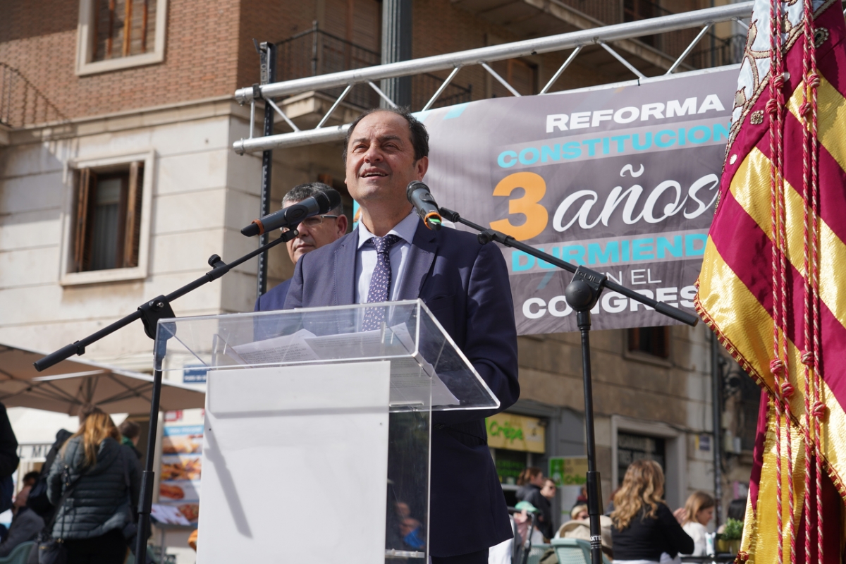 José Ramón Chirivella, presidente de la Associació de Juristes Valencians, en un acto reivindicativo en 2023.