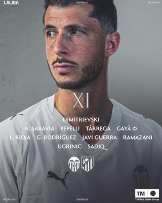 El once del Valencia CF contra el Atlético de Madrid