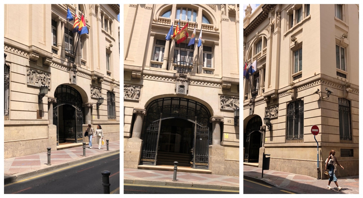 Distintas perspectivas del edificio del Sabadell, en la calle San Fernando 40 de Alicante.