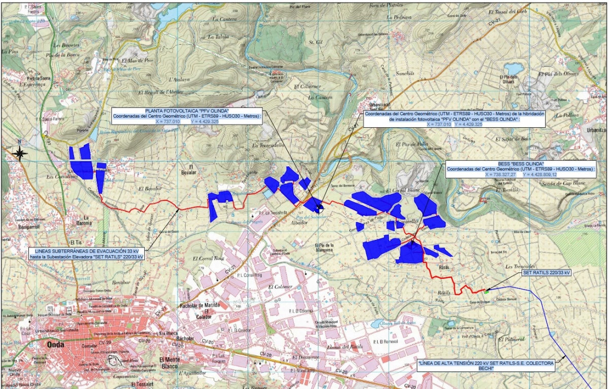 Plano de ubicación del proyecto Olinda de Lightsource bp. 