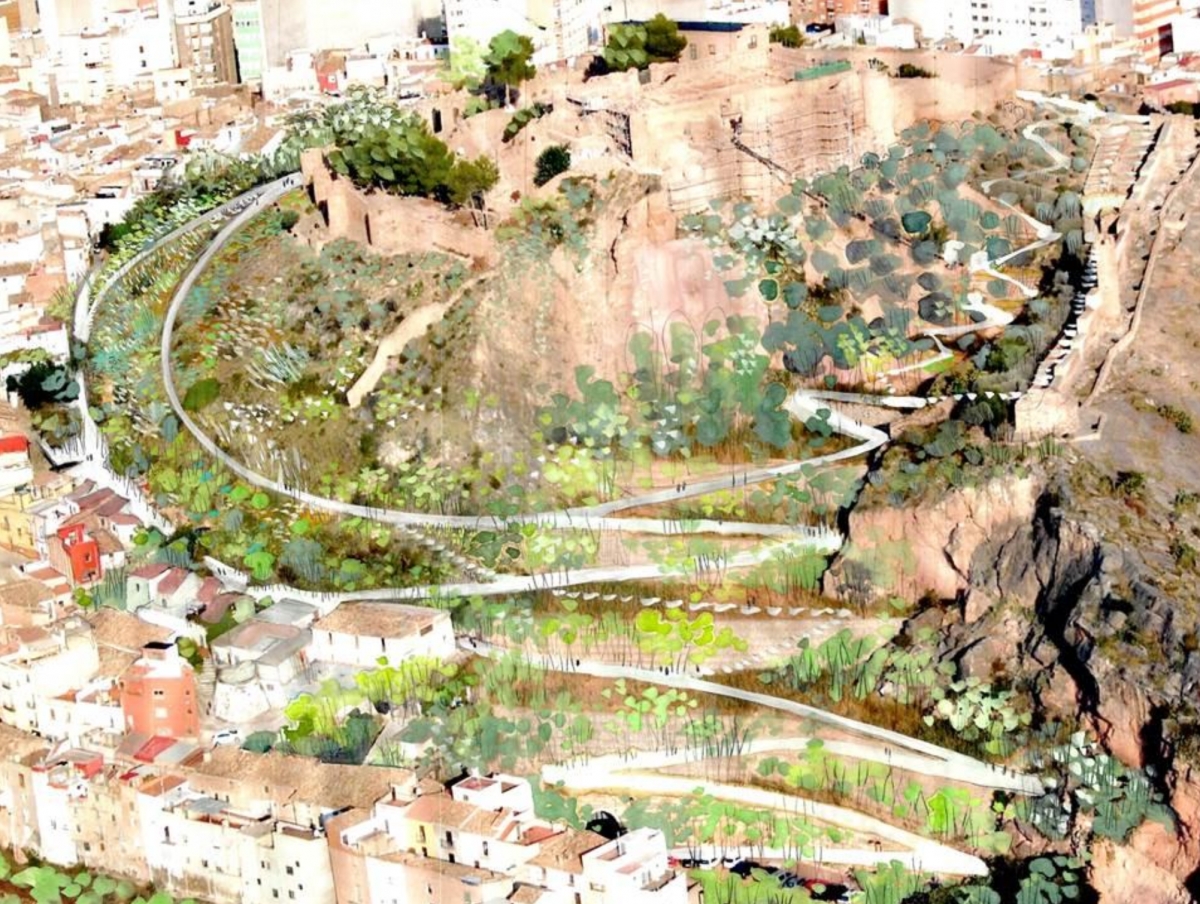 Imagen virtual de la nueva ladera sur del castillo.
