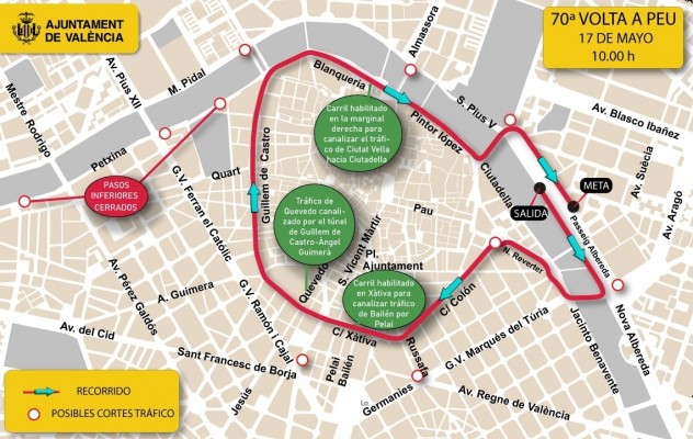 El Ayuntamiento de València prepara un dispositivo de tráfico para la 70ª Volta a Peu del domingo