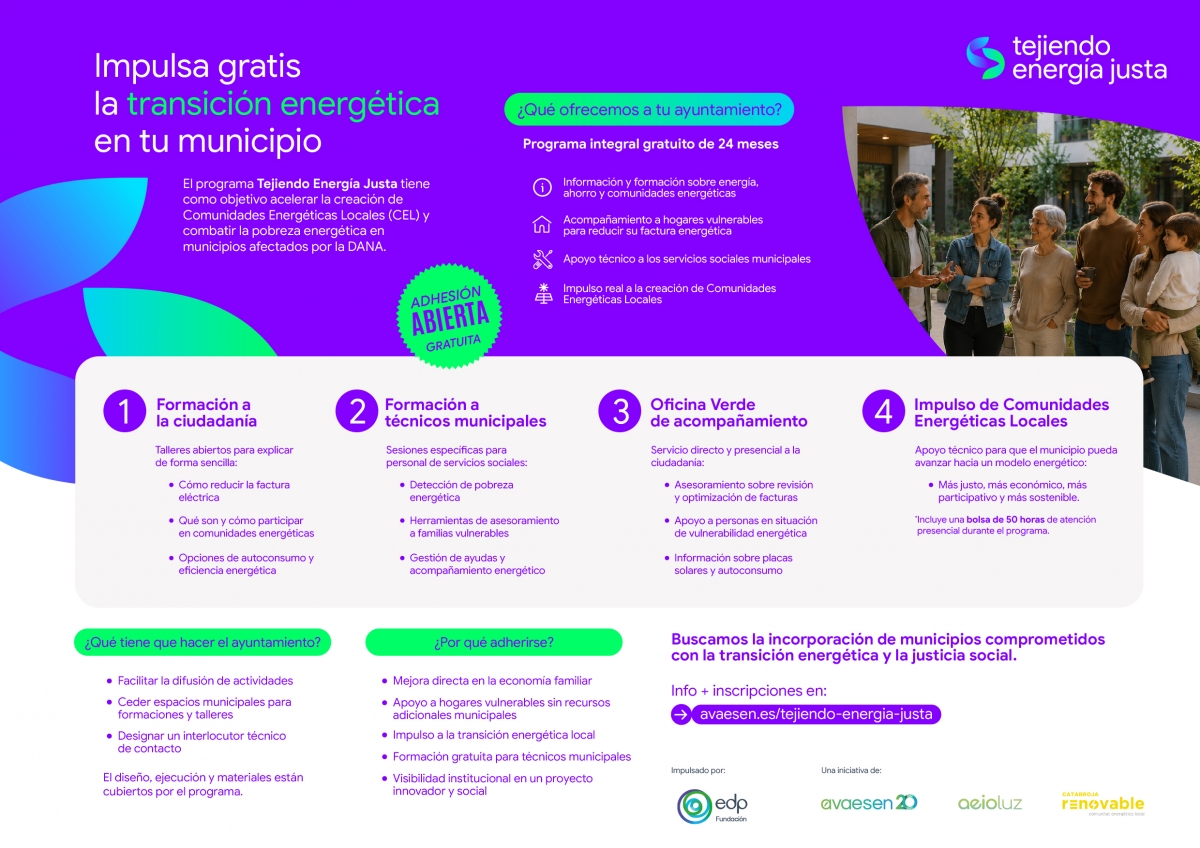 Folleto explicativo del programa Tejiendo Energía Justa.