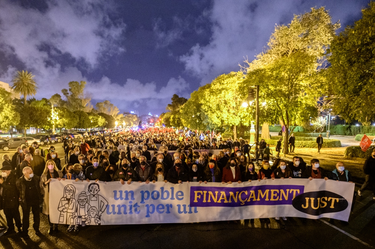 Manifestación por una financiación justa en València en 2021.
