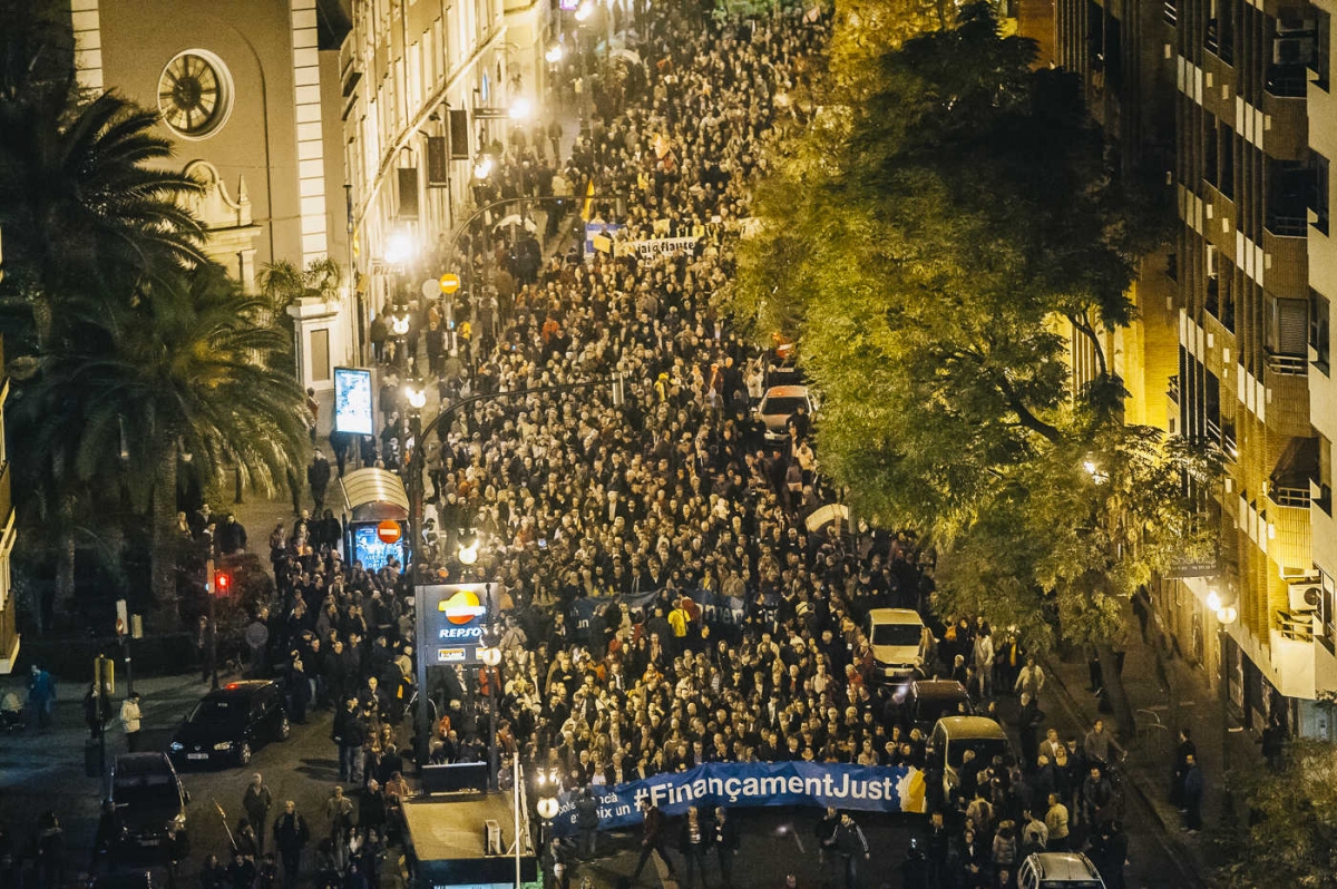 Manifestación por una financiación justa en València en 2017.